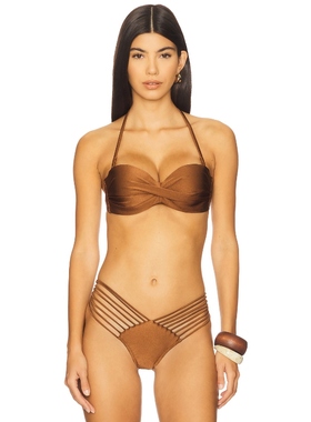 Luli Fama 比基尼文胸上装 棕色 y2k辣妹风REVOLVE小众新款