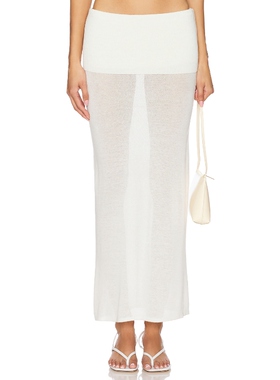 [春季新品]Geel DANNI 长款针织半身裙 白色REVOLVE小众新款