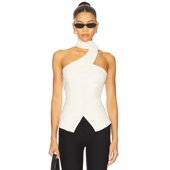 ALL THE WAYS背心米白色氛围感斜肩挂脖单排扣收腰上衣REVOLVE