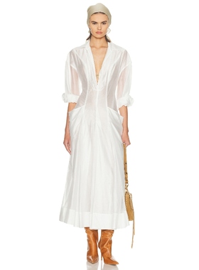 [冬季新品]Helsa衬衫式收腰连衣裙结构感中长裙连身裙REVOLVE