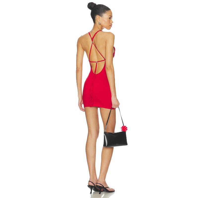 [夏季新品]Frankies Bikinis红色露背绑带辣妹迷你裙REVOLVE