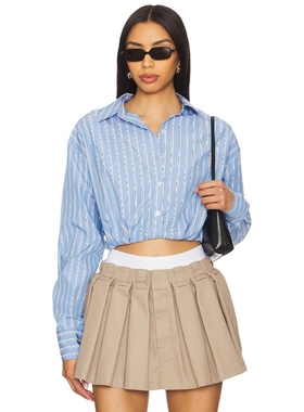 [冬季新品]ALL THE WAYS 蓝色条纹衬衫上装通勤风上衣REVOLVE小众