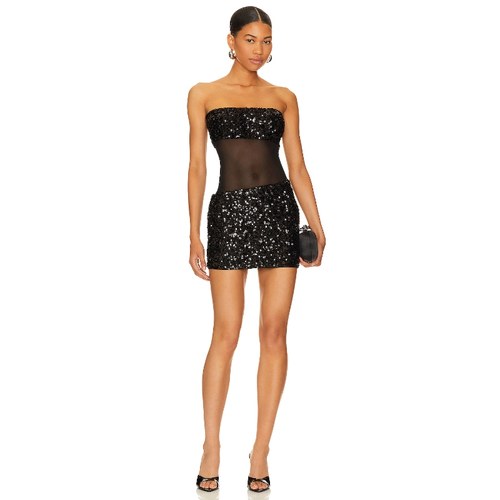 Lisa_SL同款superdown 性感抹胸薄纱连衣裙高级感修身短裙REVOLVE