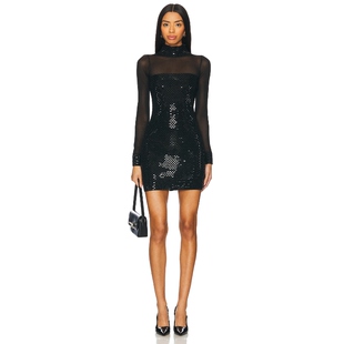 retrofete WILLOW 装饰连衣裙女夏 黑色REVOLVE小众新款