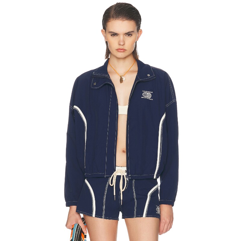 Made Some Sportswear藏蓝夹克撞色明线短款简约保暖外套REVOLVE