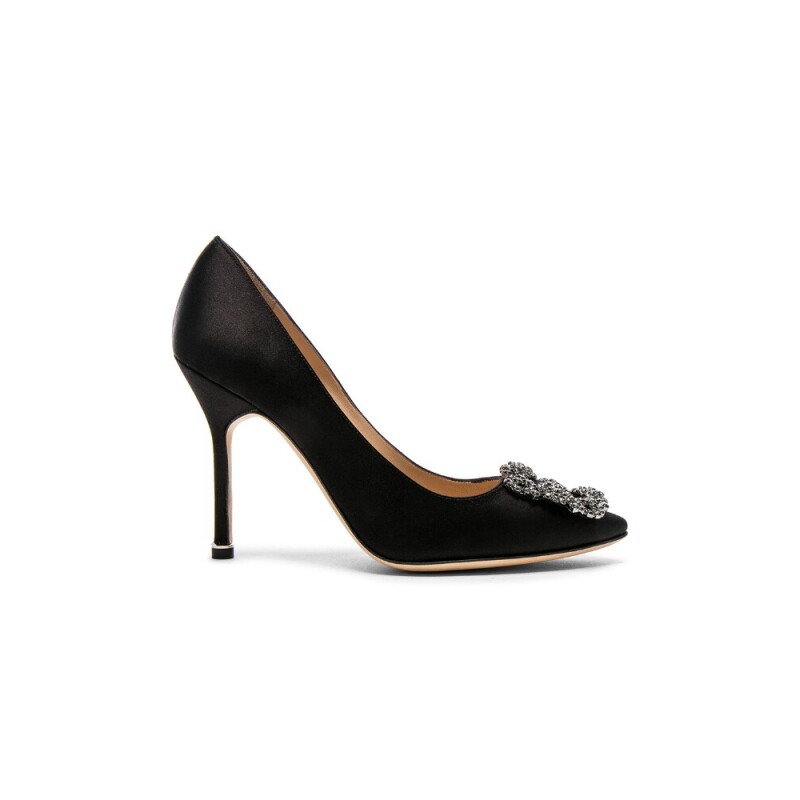 Manolo Blahnik Hangisi 105 绸缎浅口高跟鞋 revolve小众新款 黑