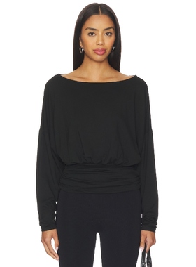 [冬季新品]ALL THE WAYS束腰修身打底衫上装 黑色 y2kREVOLVE