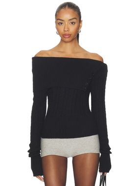 GUIZIO DRAPED COLLAR KNIT 套衫 黑色REVOLVE小众新款