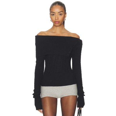 GUIZIO DRAPED COLLAR KNIT 套衫 黑色REVOLVE小众新款冬季保暖