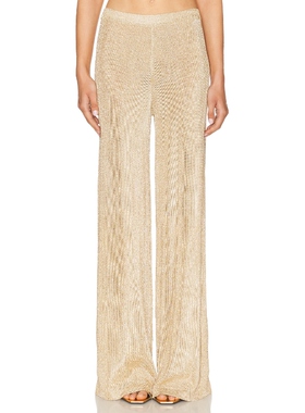 SER.O.YA SHELDON 长裤 金属金色 美式休闲风REVOLVE小众新款