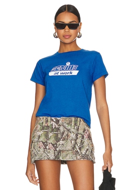 [春季新品]GUIZIO 蓝色圆领短袖印花T恤潮流街头休闲风REVOLVE