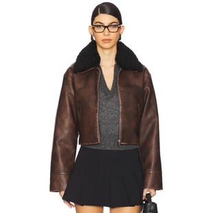 MORE TO COME 夹克毛领外套短款机车服美拉德色系REVOLVE小众新款