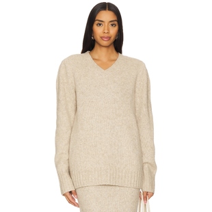 REVOLVE小众 针织上衣羊毛衫 EAVES 毛衣静奢风象牙白V领宽松长袖