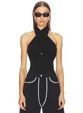 Paris Georgia Draped Bodysuit 黑色 y2k辣妹风REVOLVE小众新款