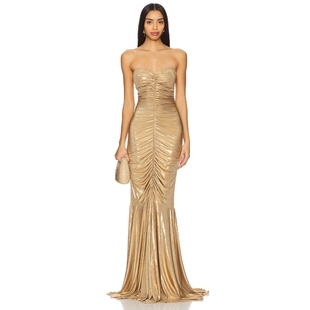 Front 金屬金色R Strapless Norma Shirred Gown Kamali Fishtail