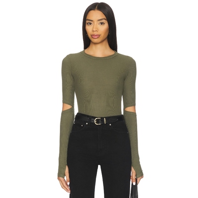 Michael Lauren 长袖T恤内搭上衣绿色修身型上装REVOLVE小众新款