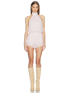 高腰显瘦迷你连体衣REVOLVE 浅粉色挂脖雪纺连体短裤 LOBA Lucia