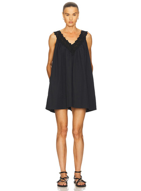 [冬季新品]Helsa蕾丝拼接A字连衣裙黑色睡裙式洋装 静奢风REVOLVE