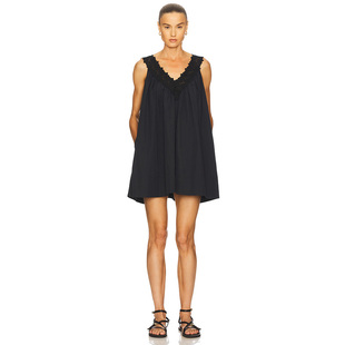 洋装 Helsa蕾丝拼接A字连衣裙黑色睡裙式 新品 静奢风REVOLVE 冬季