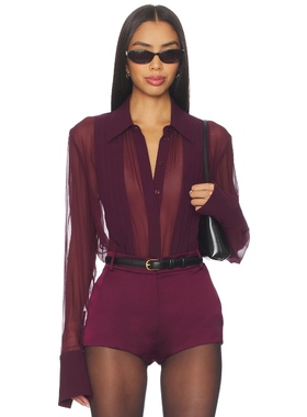 [冬季新品]SANS FAFF MEGHAN 透视女衬衫 酒红色REVOLVE小众