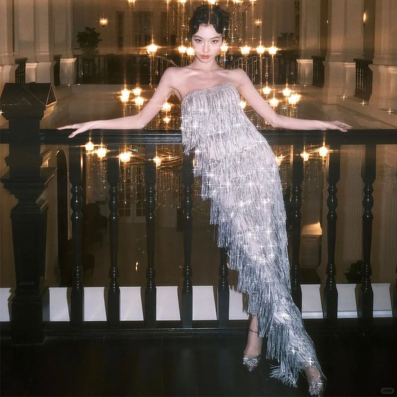 易梦玲同款 MAJORELLE SAMARA 抹胸礼服长裙revolve时尚小众新款