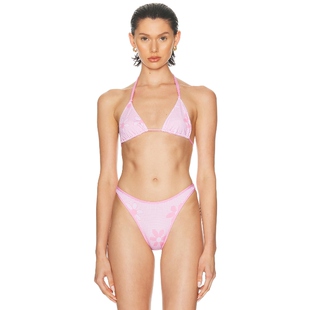 Heavy Manners 格纹花朵比基尼粉色挂脖系带内衣REVOLVE