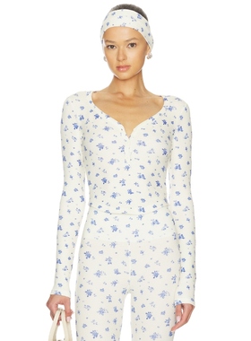 [冬季新品]WellBeing + BeingWell长袖V领T恤清新碎花上衣REVOLVE