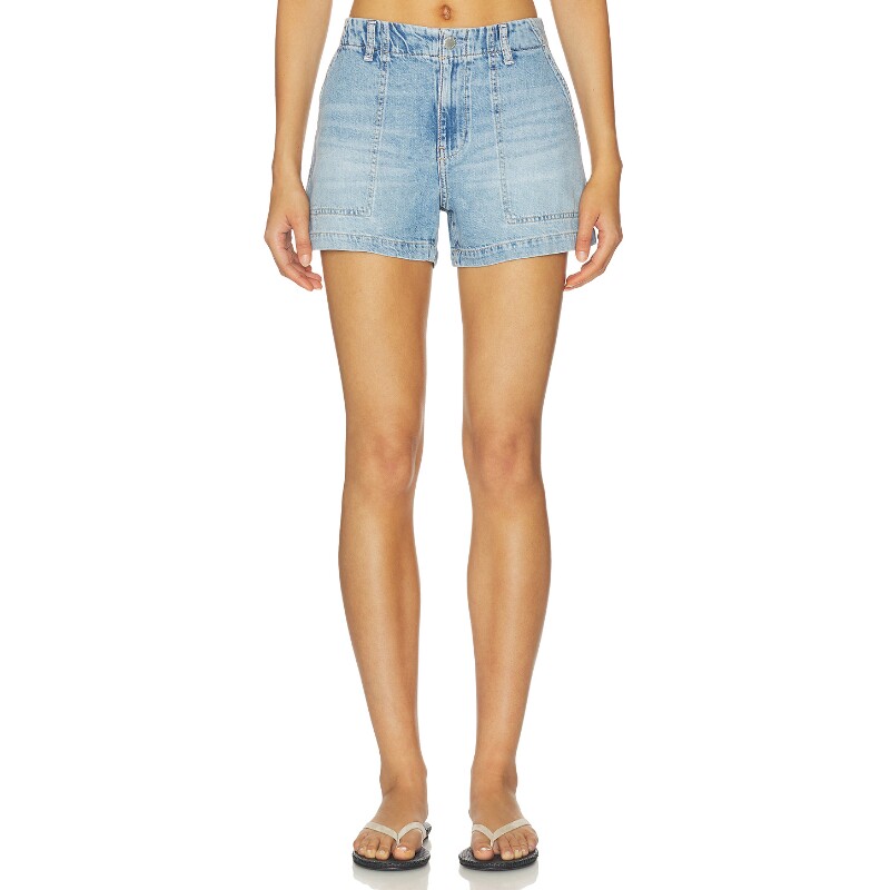 AG Jeans早秋新品浅蓝裤装纽扣牛仔休闲高腰休闲裤REVOLVE