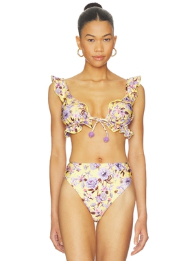 PatBO Peony Print Ruffle Bikini Top 26春夏新品 revolve小众新