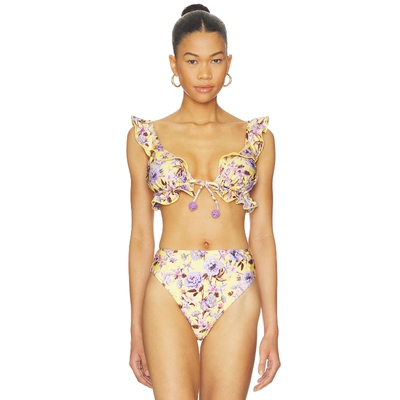 PatBO Peony Print Ruffle Bikini Top 26夏季新品 revolve小众新