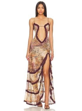 辣cc同款 Jaded London 针织连衣裙保暖高衩薄纱吊带长裙REVOLVE