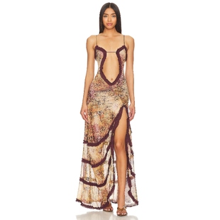 针织连衣裙保暖高衩薄纱吊带长裙REVOLVE London 辣cc同款 Jaded