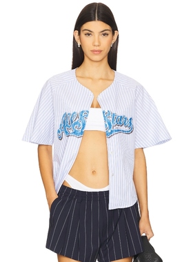 Yuhan Wang Printed Stripe Shirt 蓝色REVOLVE小众新款