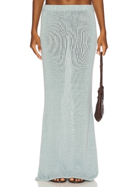 [春季新品]SER.O.YA KORA 长款针织半身裙 蓝色REVOLVE小众