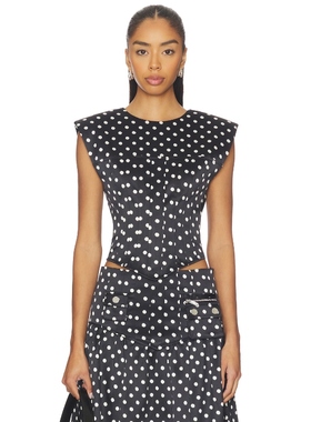 Ganni PRINTED 上装 黑色、白色 性感风REVOLVE小众新款