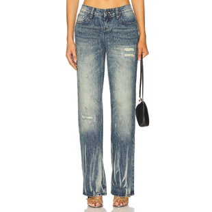 [春季新品]Jaded London牛仔裤蓝色复古做旧丹宁REVOLVE小众