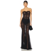 Kamali Fishtail Strapless Norma Shirred Front Gown 黑色REVOL