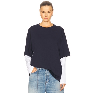 SLEEVE LONG TEE T恤 y2k辣妹风REVOLVE GRLFRND 藏青色 LAYERED