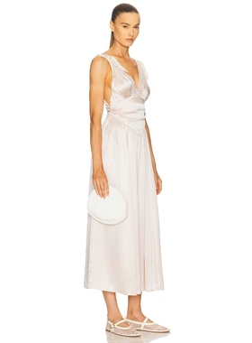 [冬季新品]Helsa 法式家居裙灵感连衣裙象牙白缎面 静奢风REVOLVE