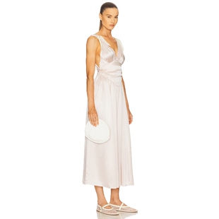 [冬季新品]Helsa 法式家居裙灵感连衣裙象牙白缎面 静奢风REVOLVE