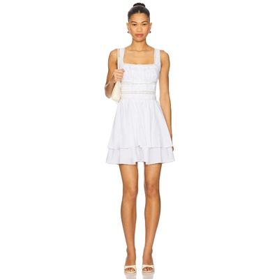 [春季新品]ASTR the Label拼接款收腰蕾丝连衣裙白田园风REVOLVE