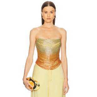 Cult Gaia PANDORA 无带上装 柠檬色 性感REVOLVE小众新款