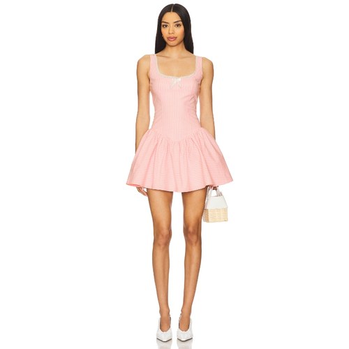 [冬季新品]MAJORELLE 吊带连衣裙粉色竖条纹裙子REVOLVE小众