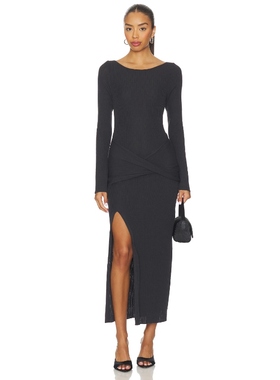 [冬季新品]ASTR the Label ARWYN 中长款连衣裙深灰色REVOLVE小众