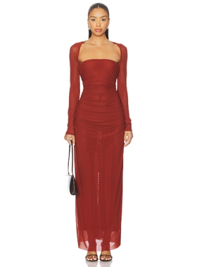 [春季新品]SOVERE MYRIAD 披肩式连衣裙铁锈色REVOLVE小众