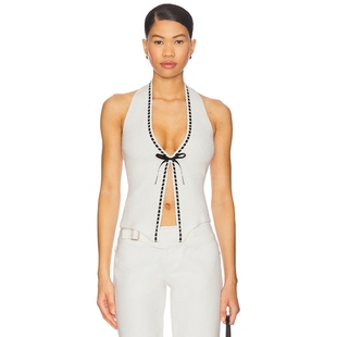 With Jean 上装白色性感露背挂脖吊带上衣REVOLVE小众