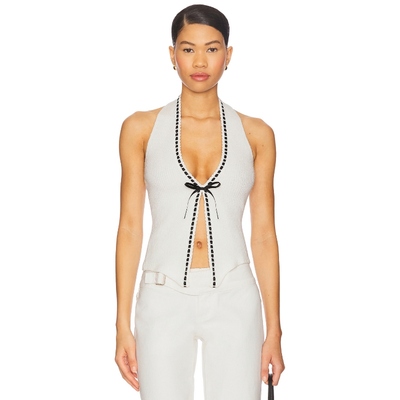 With Jean 上装白色性感露背挂脖吊带上衣REVOLVE小众