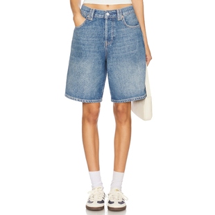 店铺主推 风百搭短裤 Free 美式 REVOLVE People浅蓝牛仔运动中裤