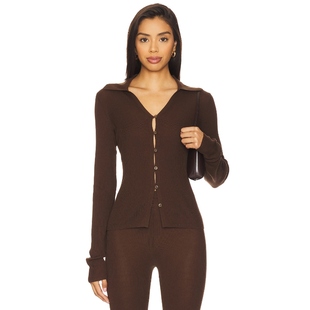 冬季 羊毛衫 新品 BAILEE复古风棕色系扣针织开衫 REVOLVE EAVES