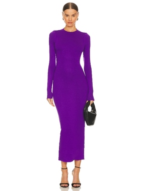 AFRM 紫色长袖修身连衣裙性感气质修身收腰长裙REVOLVE小众新款
